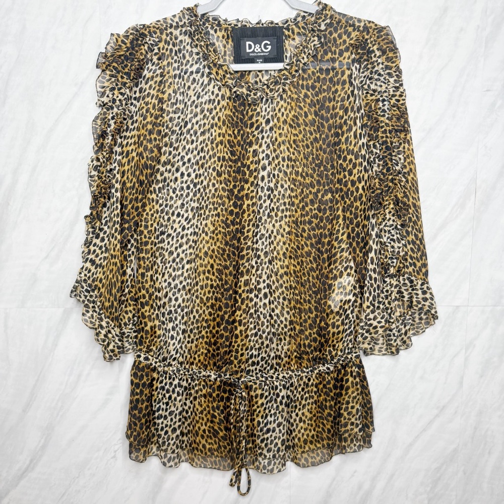 Dolce and Gabbana Leopard Silk Blouse 36